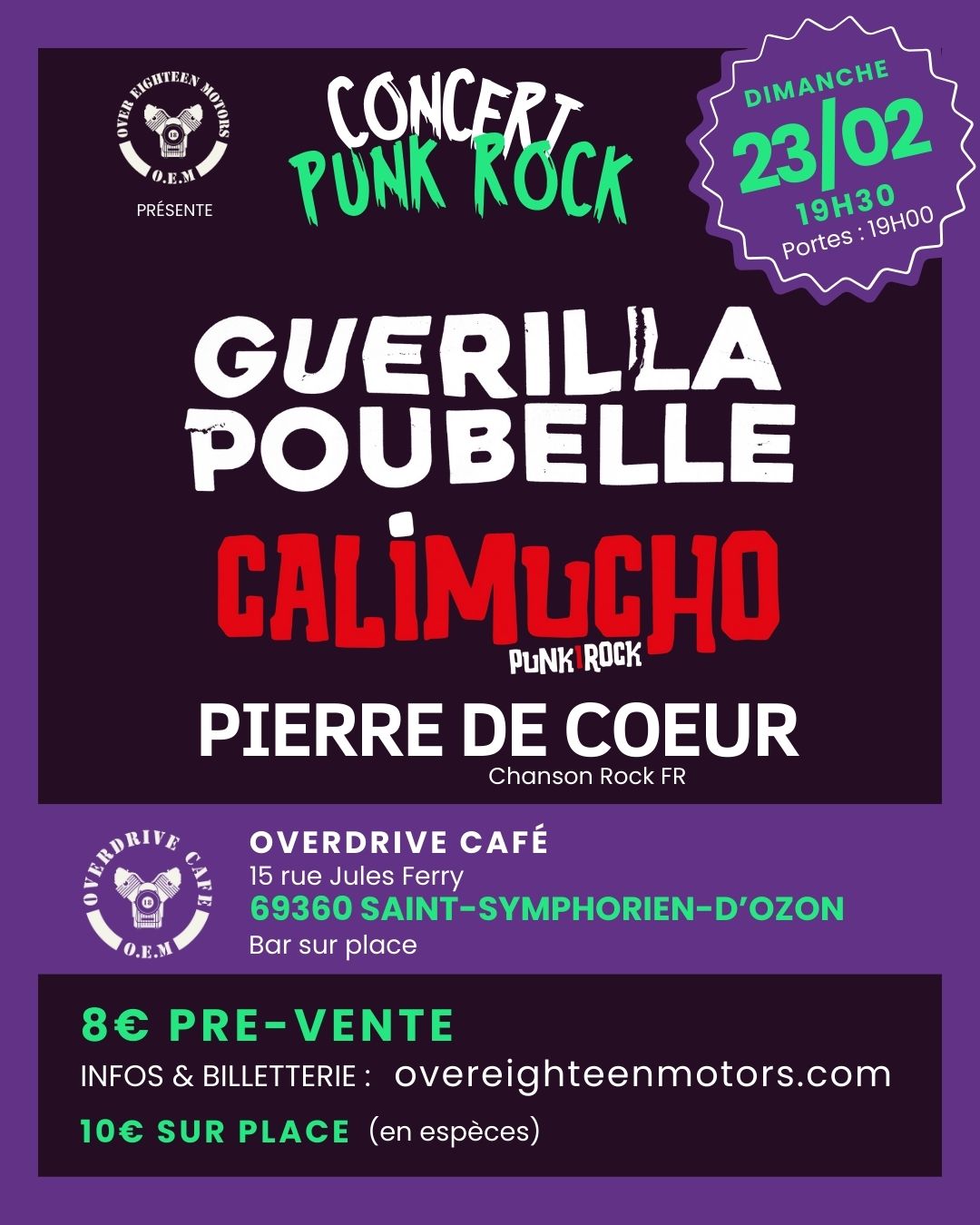 Concert Guerilla Poubelle + Calimucho + Pierre de Cœur