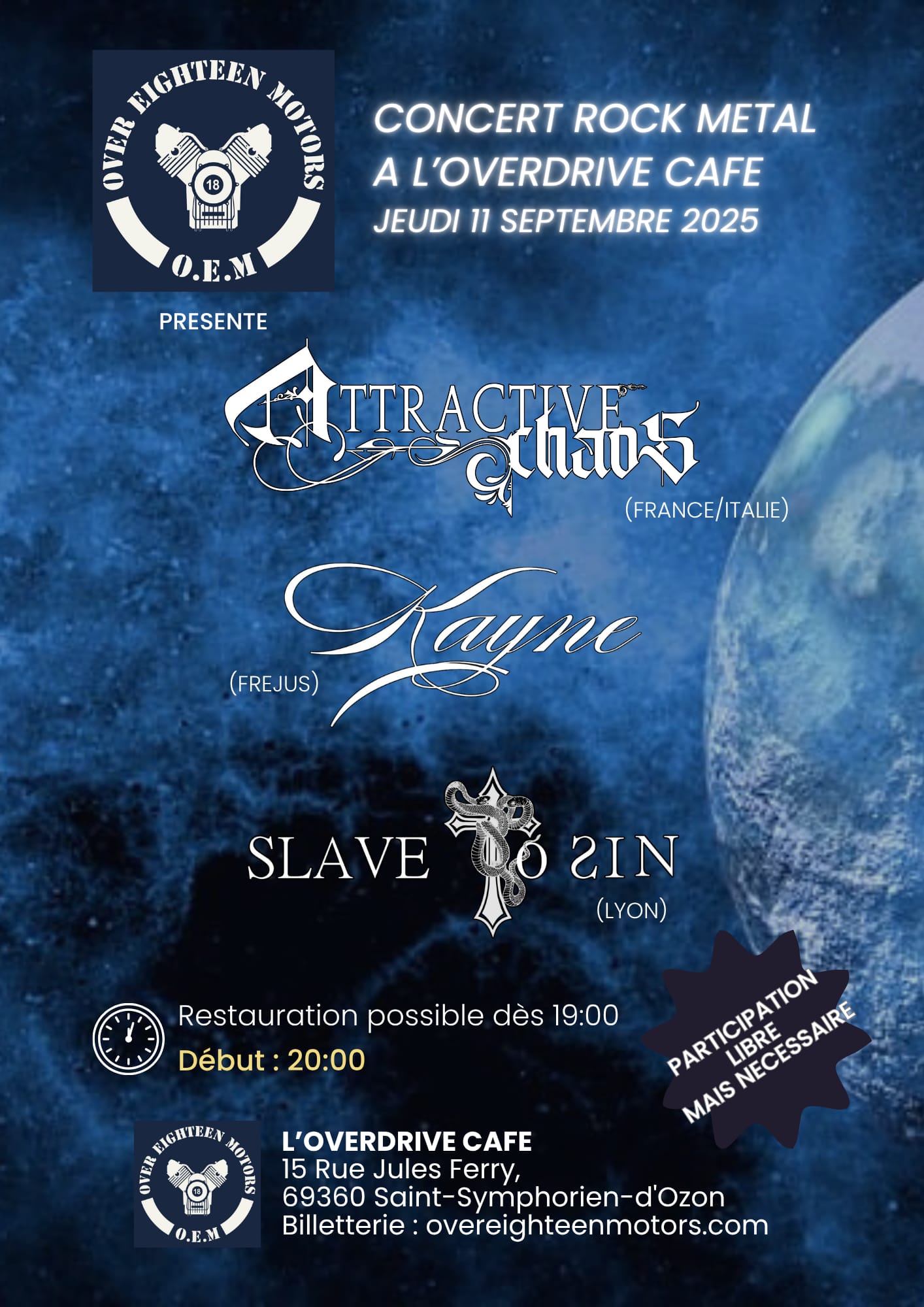 Concert Attractive Chaos + Kayne + Slave To Sin