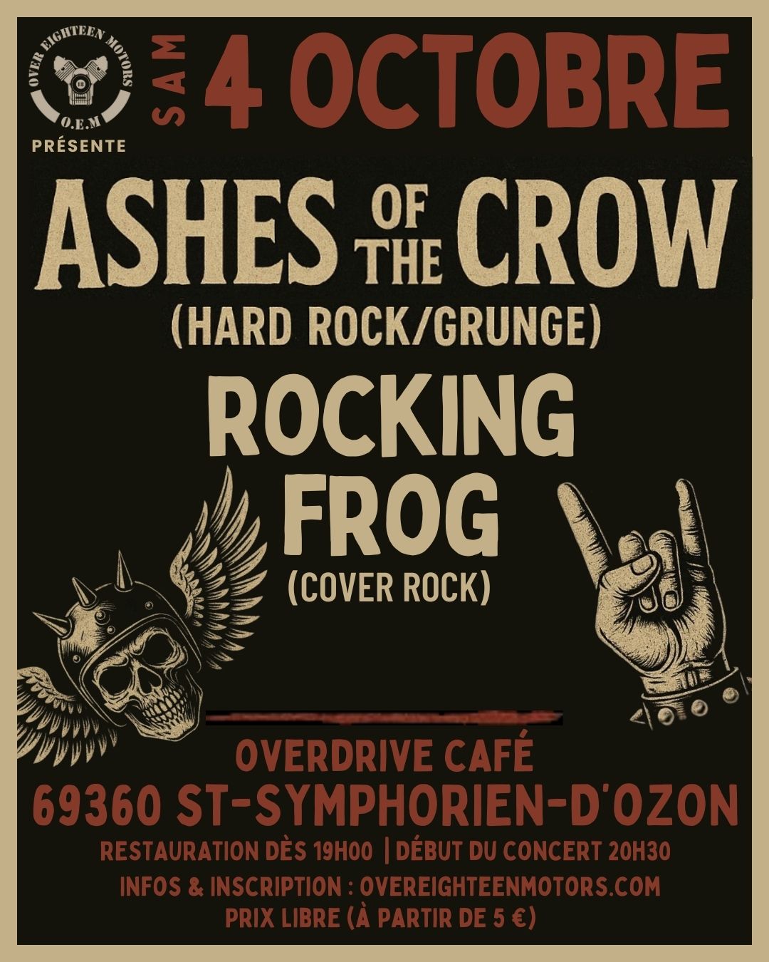 Concert Ashes Of The Crow + Rocking Frog