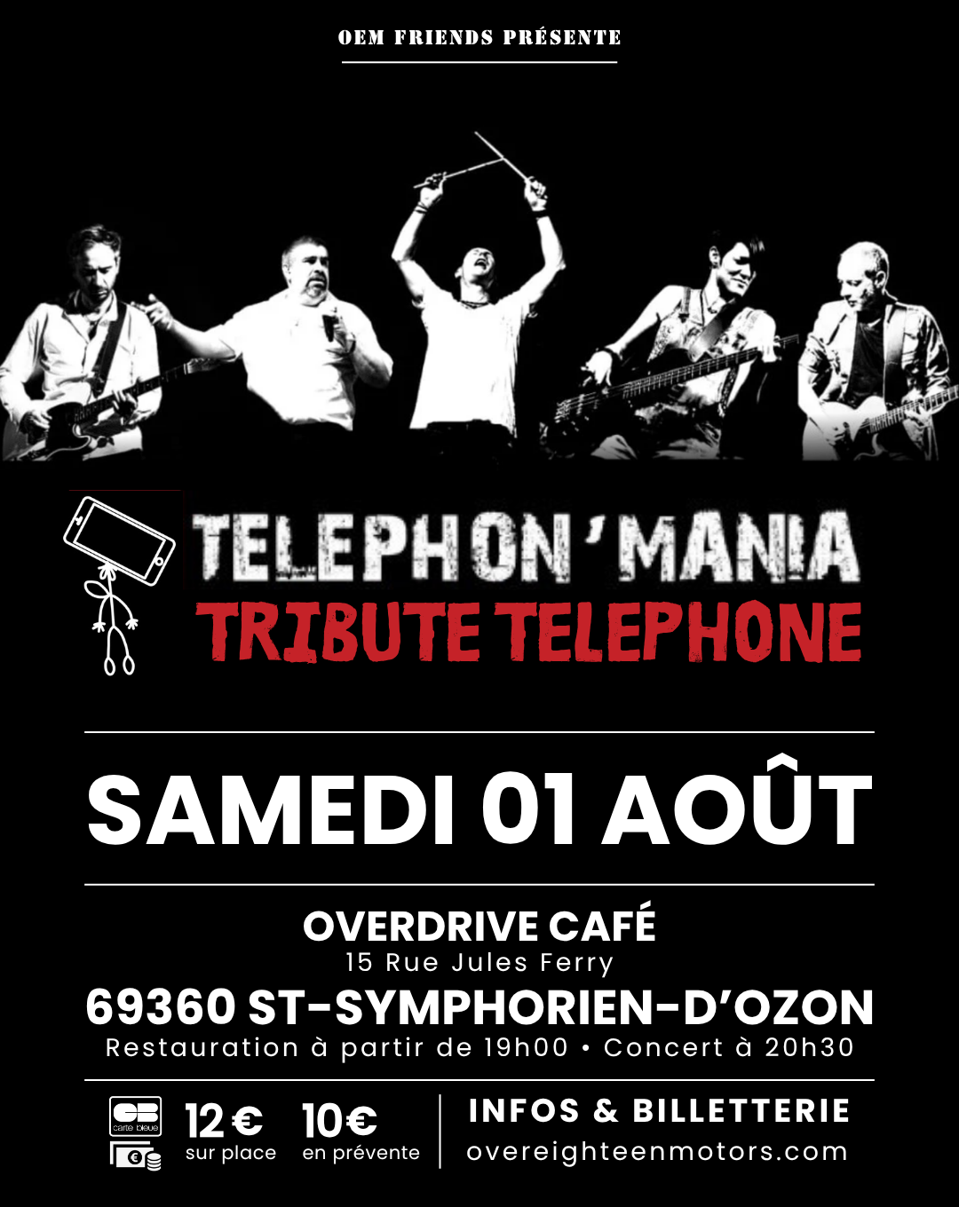 Concert Téléphon&rsquo;mania (tribute Téléphone)