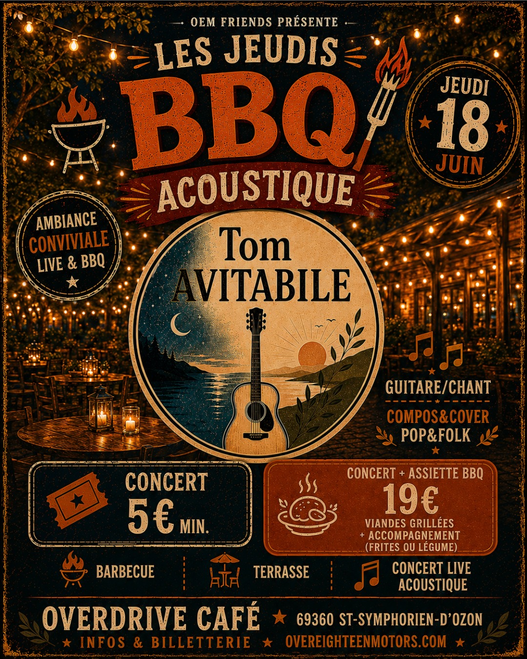 Barbecue Party avec Tom Avitabile en concert (pop folk)