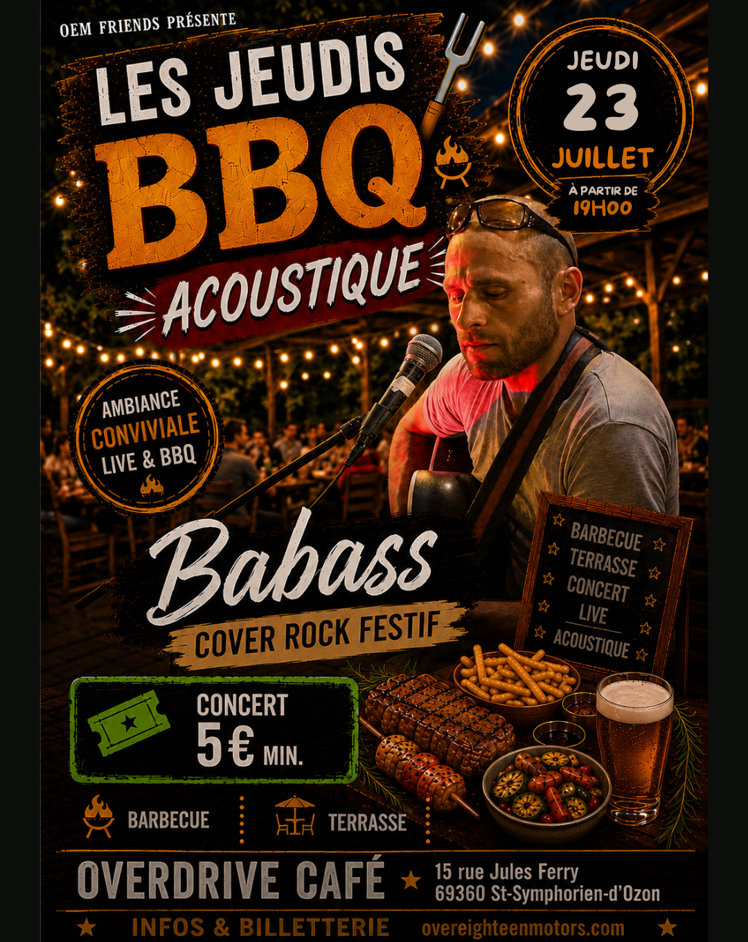 Barbecue rock festif acoustique avec Babass