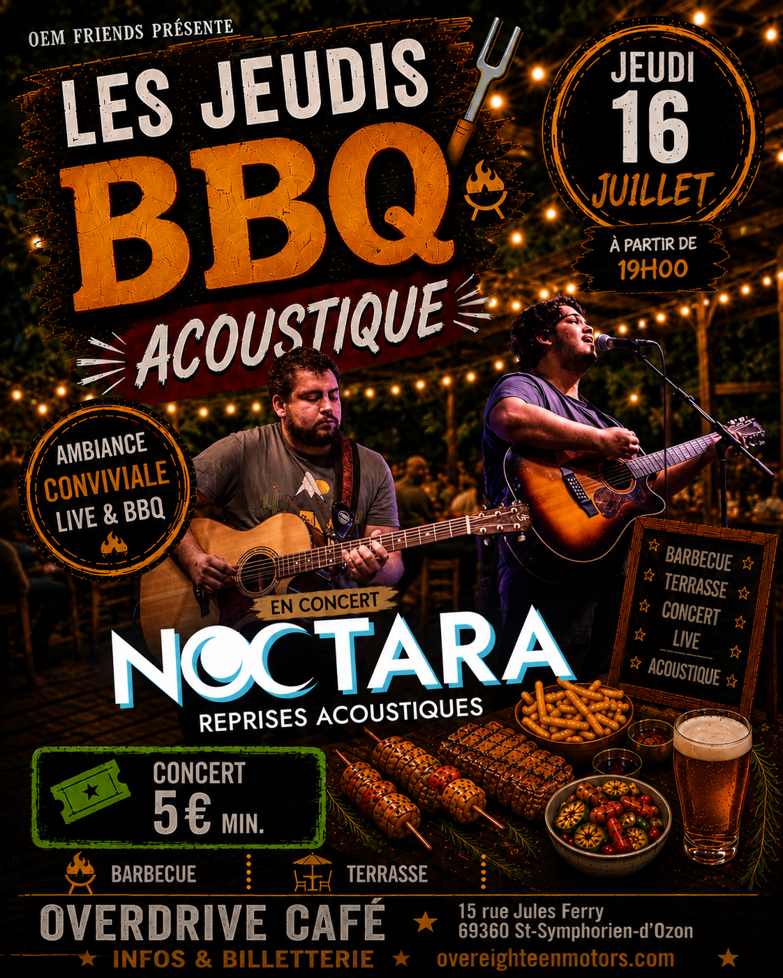 Barbecue rock acoustique avec Noctara