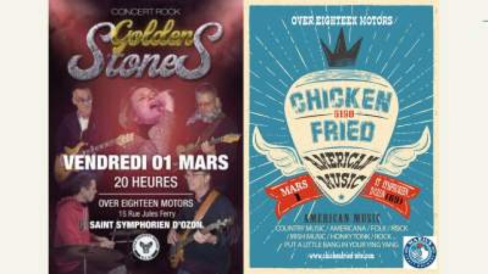 Golden Stones et Chicken Fried en concert à l'Overdrive Café le 1er mars 2024